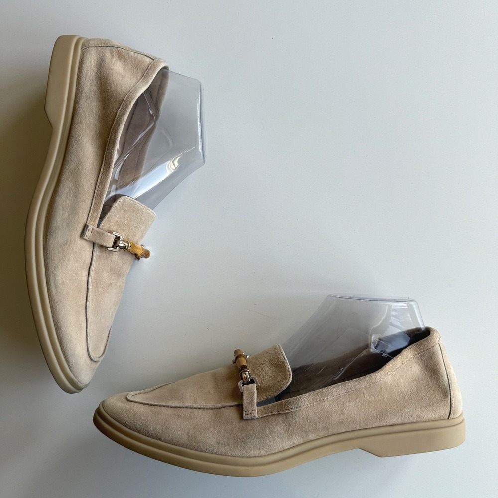 J. McLaughlin Oat Reina Suede Bamboo Bit Preppy Slip On Loafers women 11